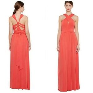 - Halston Heritage Tie Back Criss Cross Waist Gown